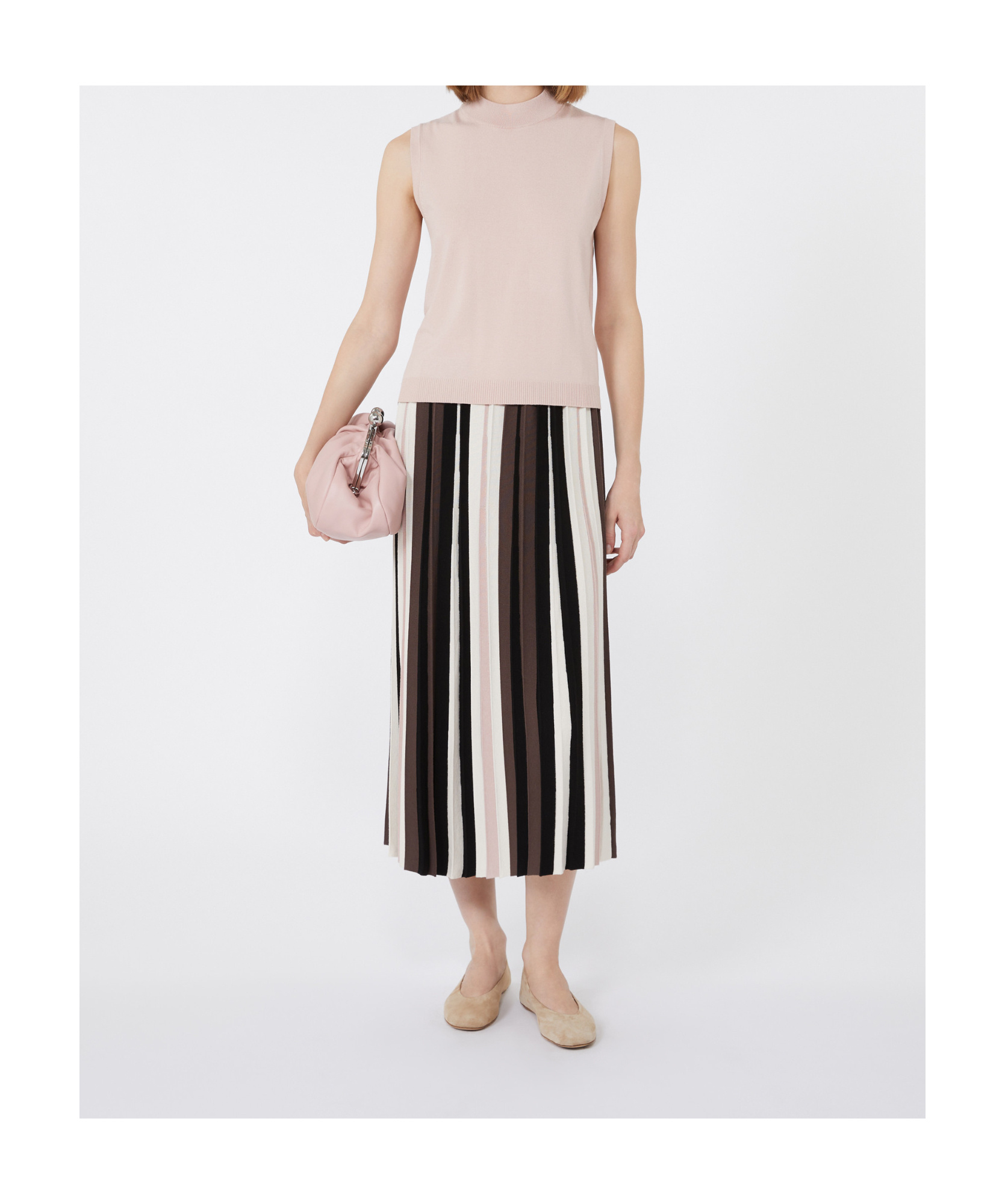 Weekend Max Mara Stretch Viscose Yarn Top In Neutral