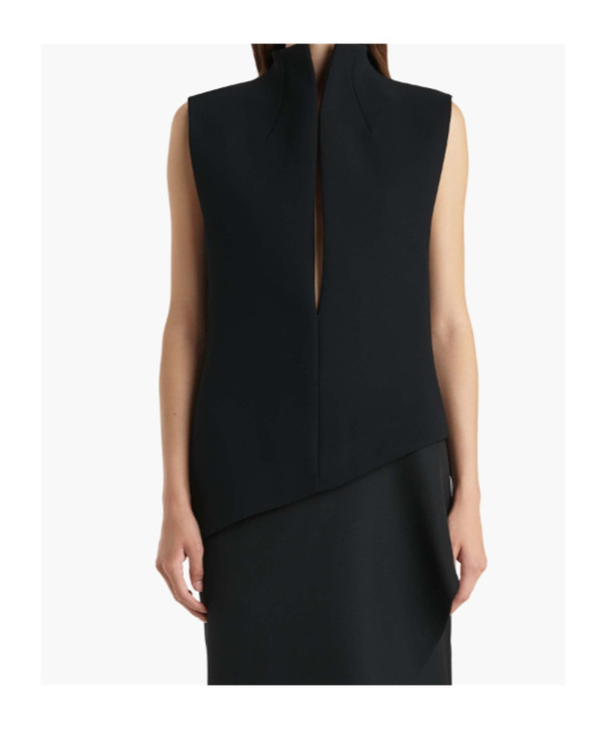Khaite Asymmetrical Von Sleeveless Top In Black