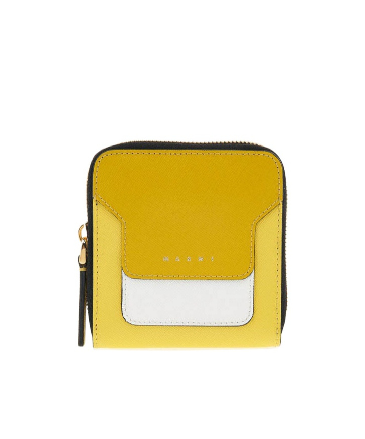 Shop Marni Zipper Wallet In Yellow