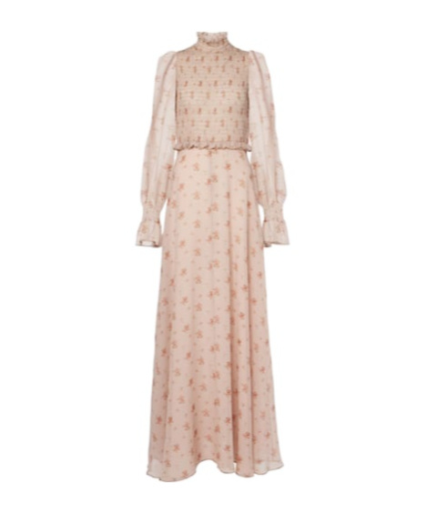 Blumarine Silk Georgette Gown In Neutral