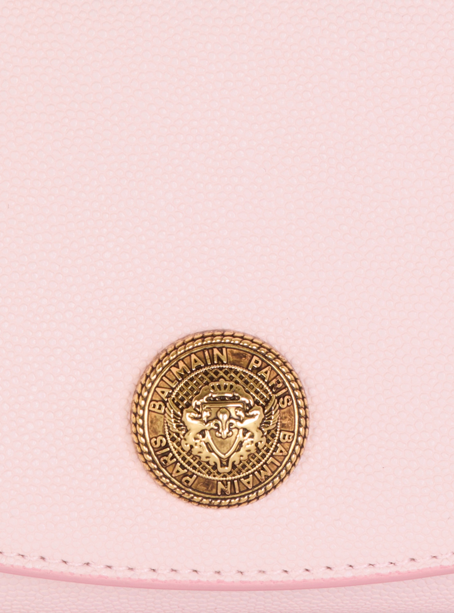 Balmain Emblème Leather Clutch Bag In Pink