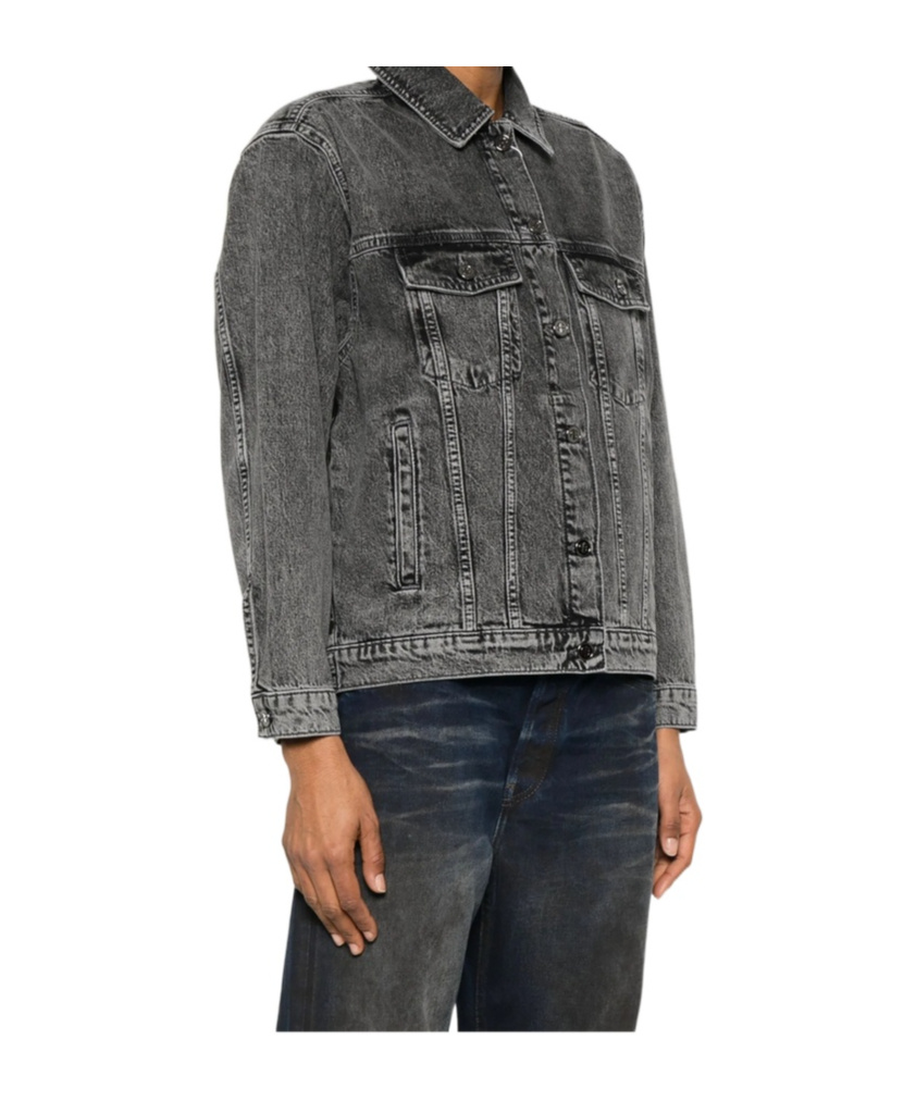 Shop Anine Bing Rory Button-up Denim Jacket In Black