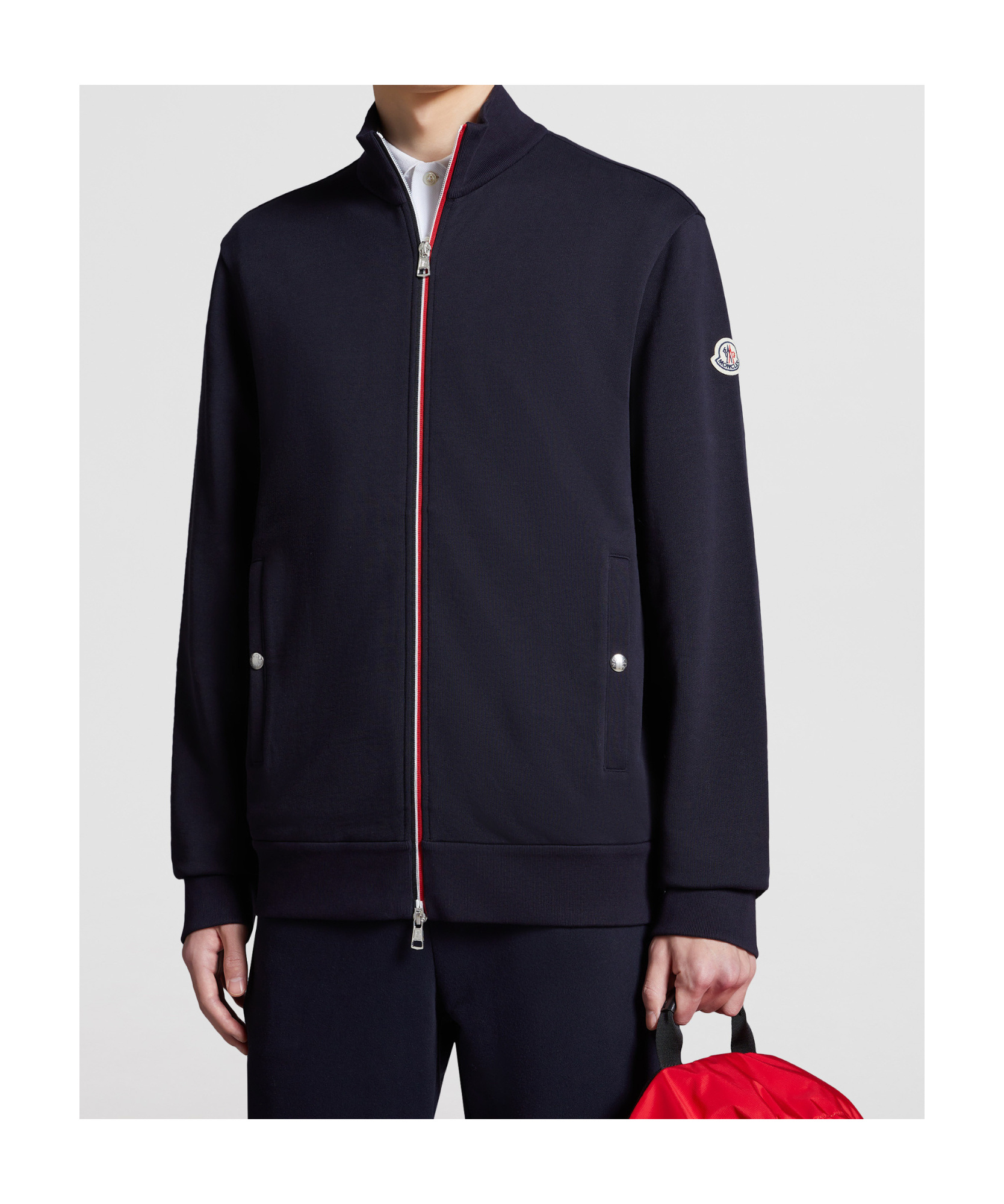 Moncler Tricolour-trim Cotton Sweatshirt In Blue