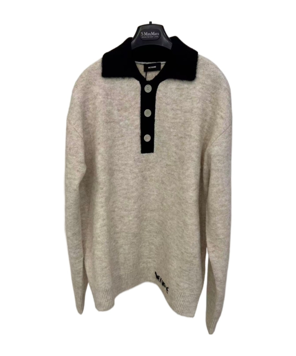 We11 Done Long-sleeved Polo Shirt In Gray