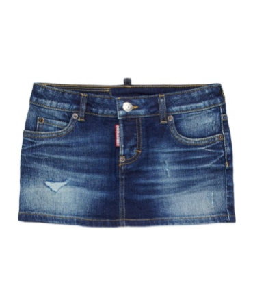 Dsquared2 Kids Distressed Denim Mini Skirt In Blue