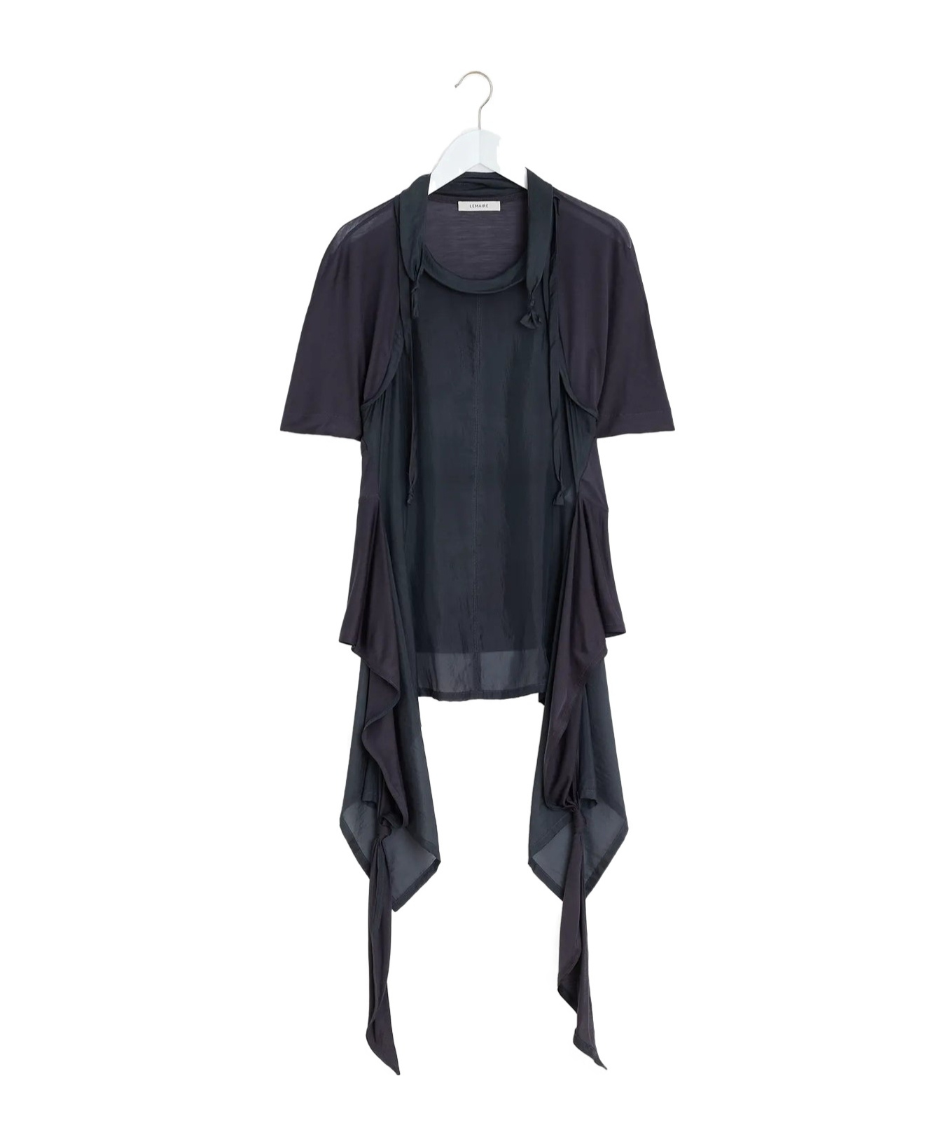 Lemaire Mixed Fabric Knotted Top In Charcoal