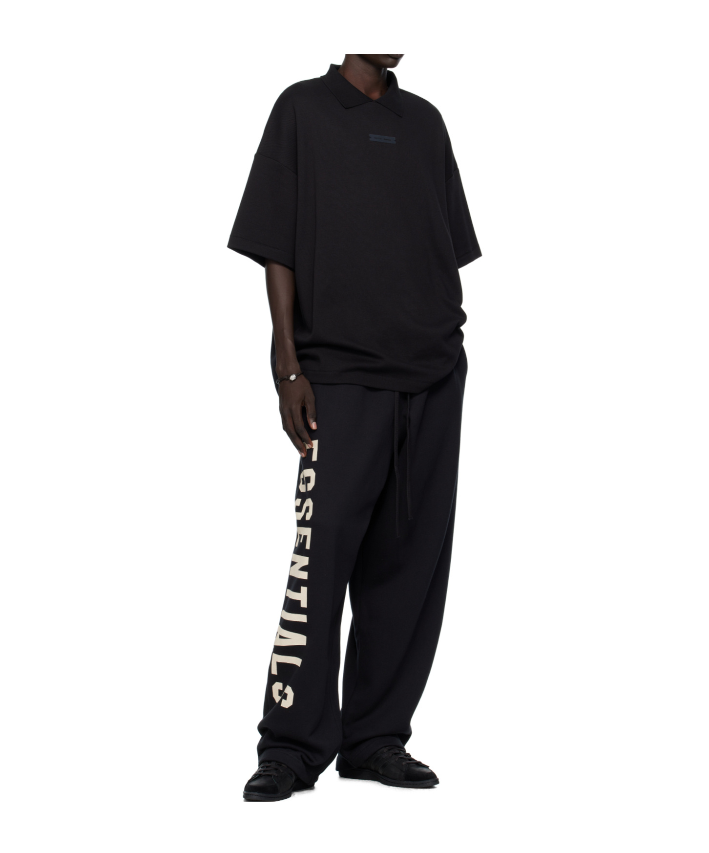Essentials Polo Shirt With Logo Patch In Black