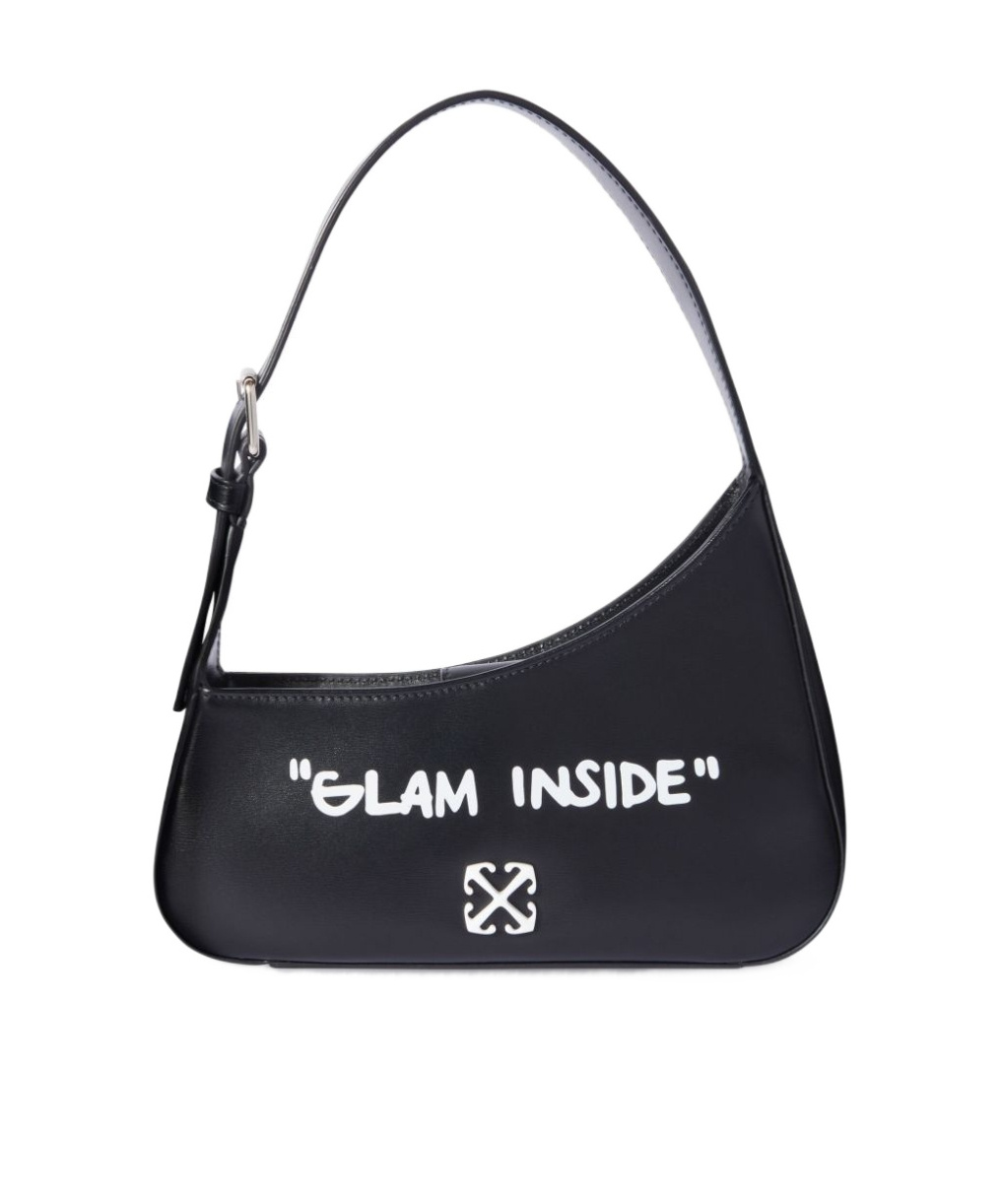 Off-white Jitney Quote Leather Shoulder Bag In Black