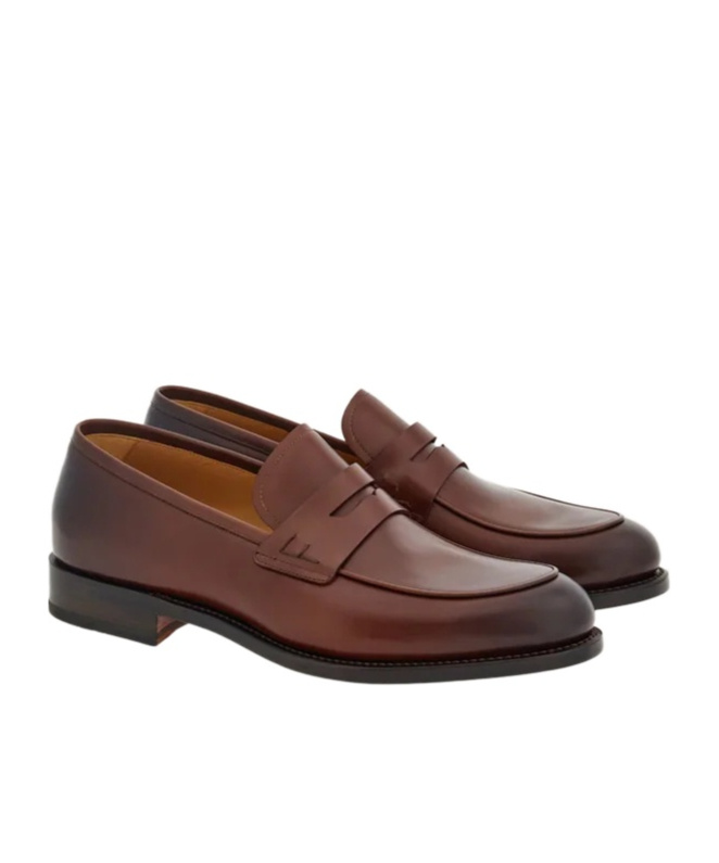 Ferragamo Man Loafers Brown Size 8.5 Calfskin In Brown