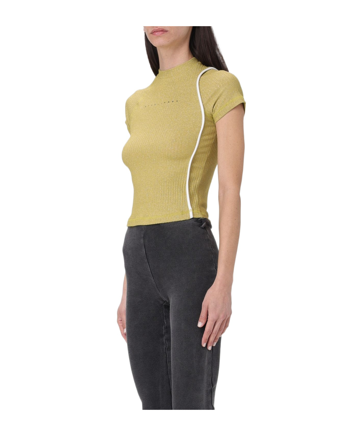Ottolinger Logo-print Lurex-detail Top In Black