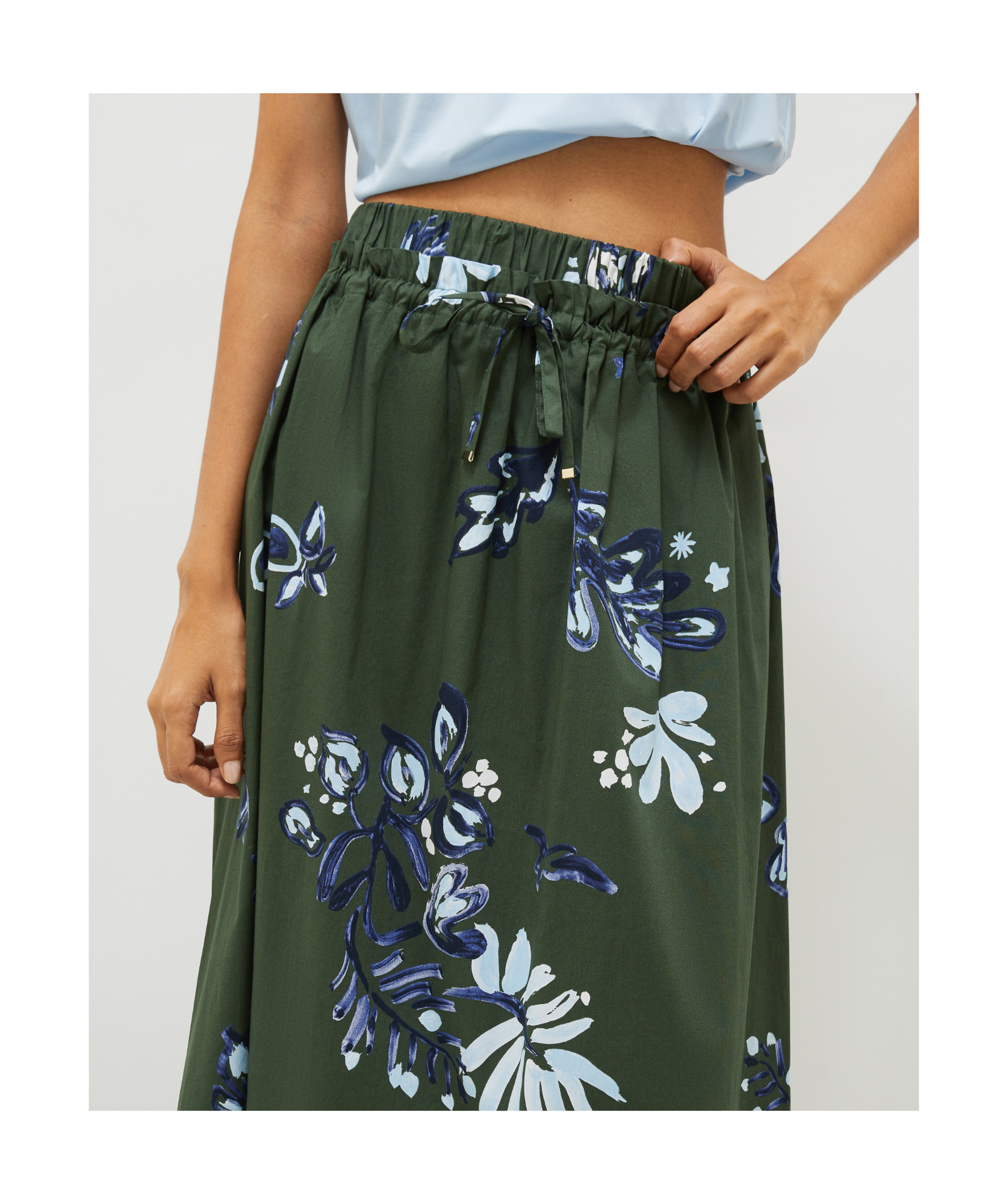 Marella Flared Calf-length Skirt - Dark Green