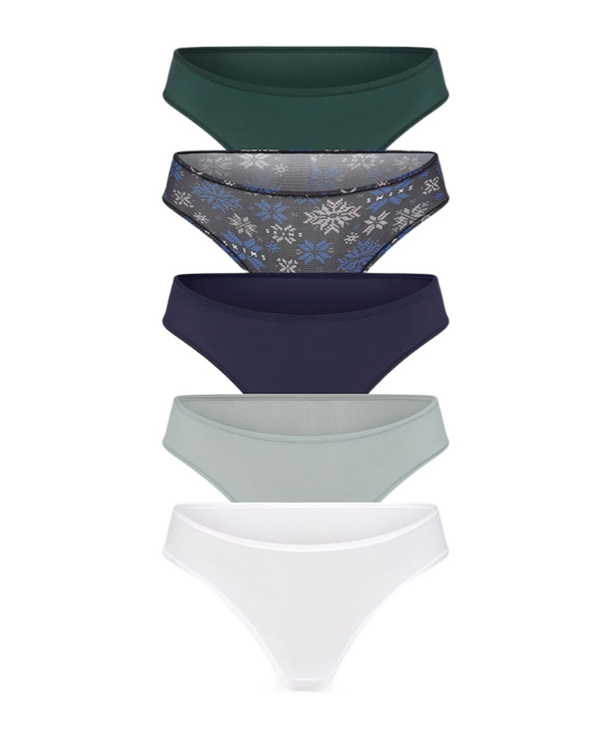 Skims Fits Everybody Assorted 5-pack Cheeky Briefs In Green