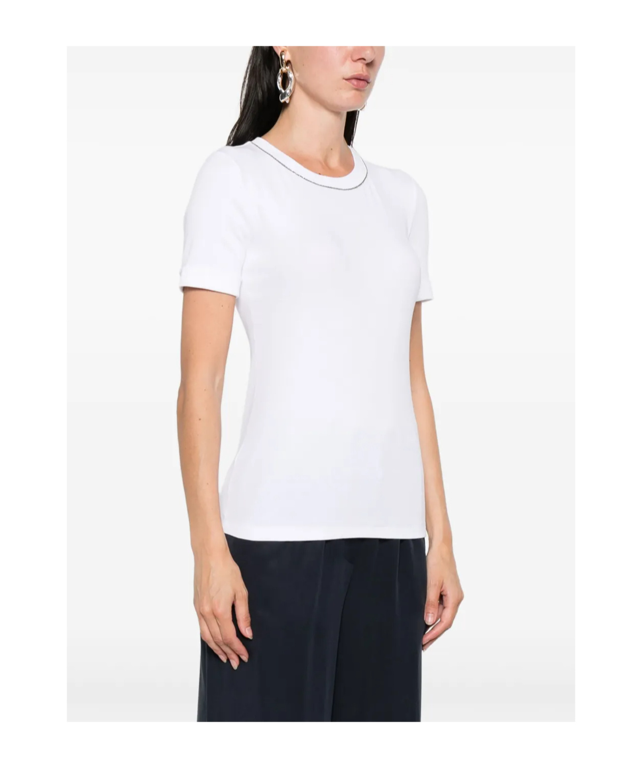 Peserico Chain Link-trim T-shirt In White
