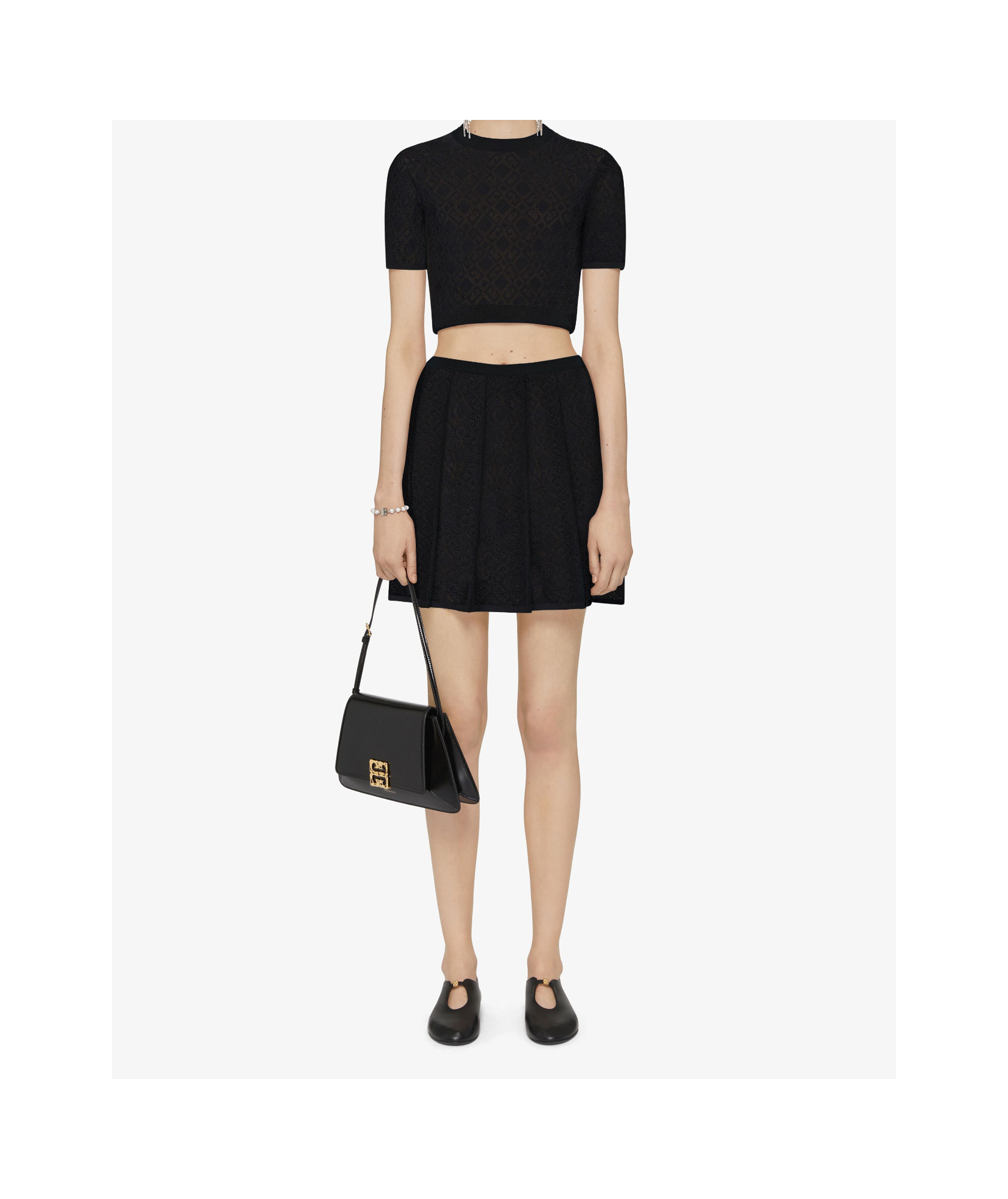 Givenchy Cropped Sweater In Monogram 72 Jacquard In Black