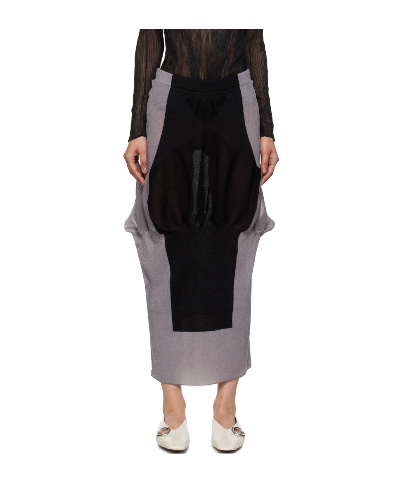 Issey Miyake Elastic Waist Skirt In Black