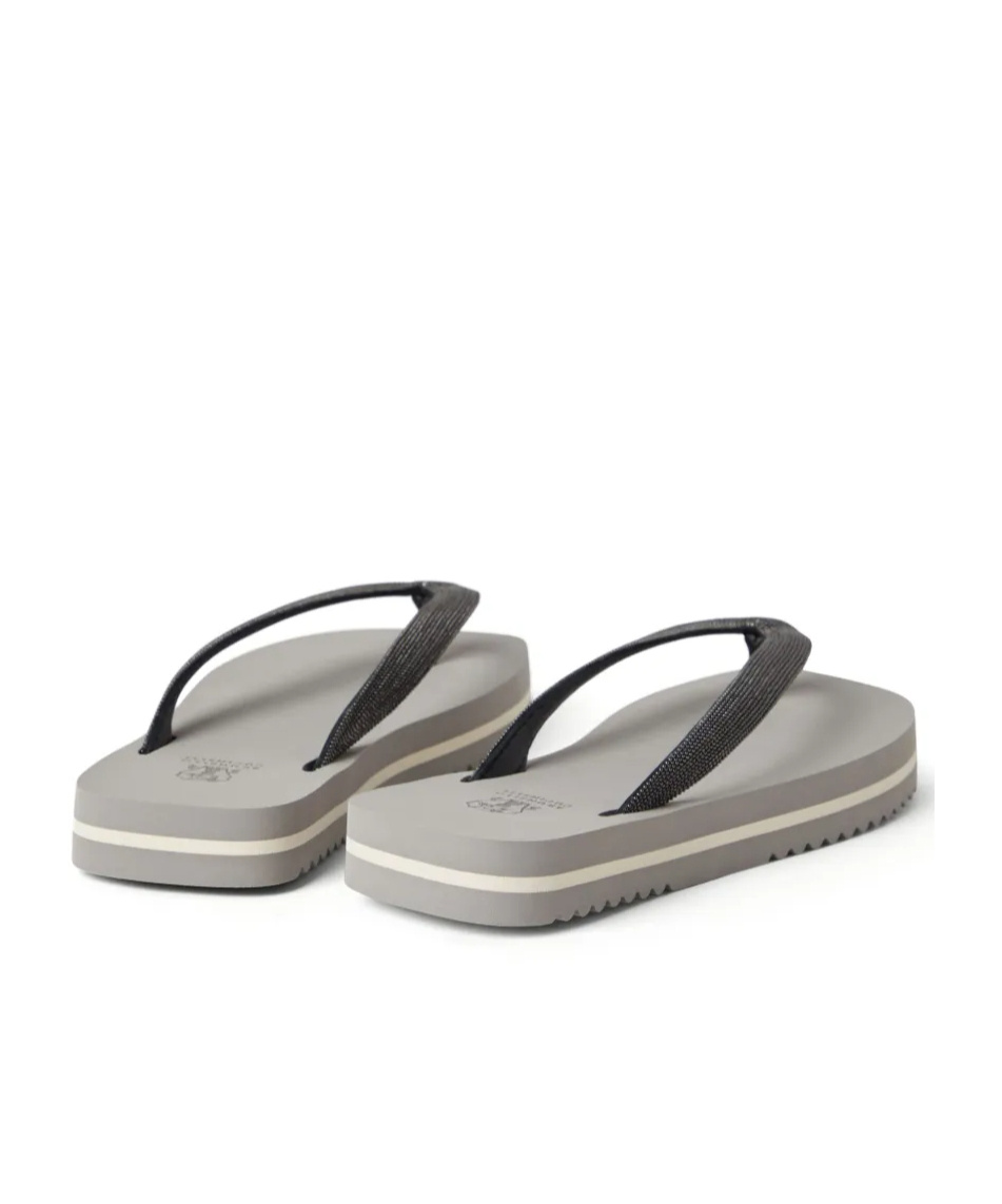 Brunello Cucinelli Infradito Con Decorazione Monili In Gray