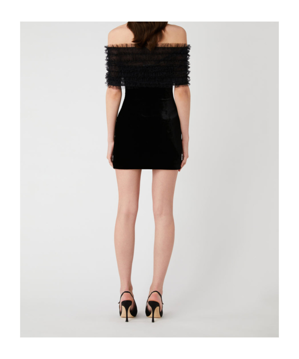 Alessandra Rich Velvet Off-shoulder Mini Dress In Black