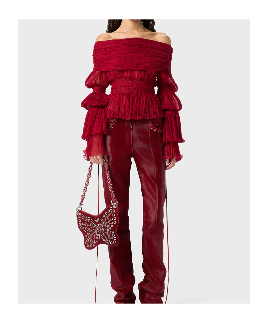 Blumarine Pleated Top In Red