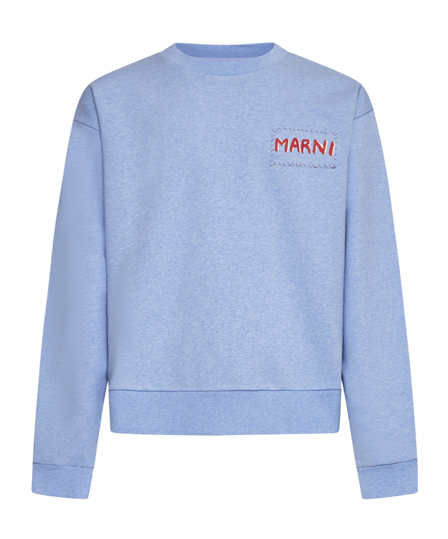 Marni Logo Printed Crewneck Sweatshirt In Blue
