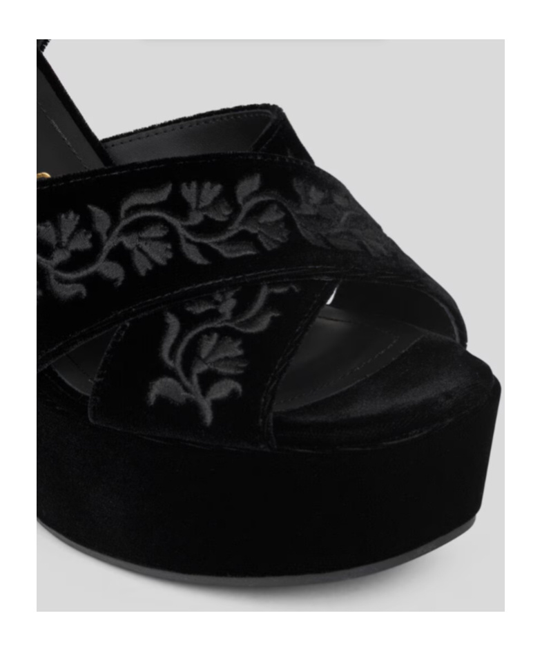 Etro Velvet Platform Sandals With Embroidery In Black
