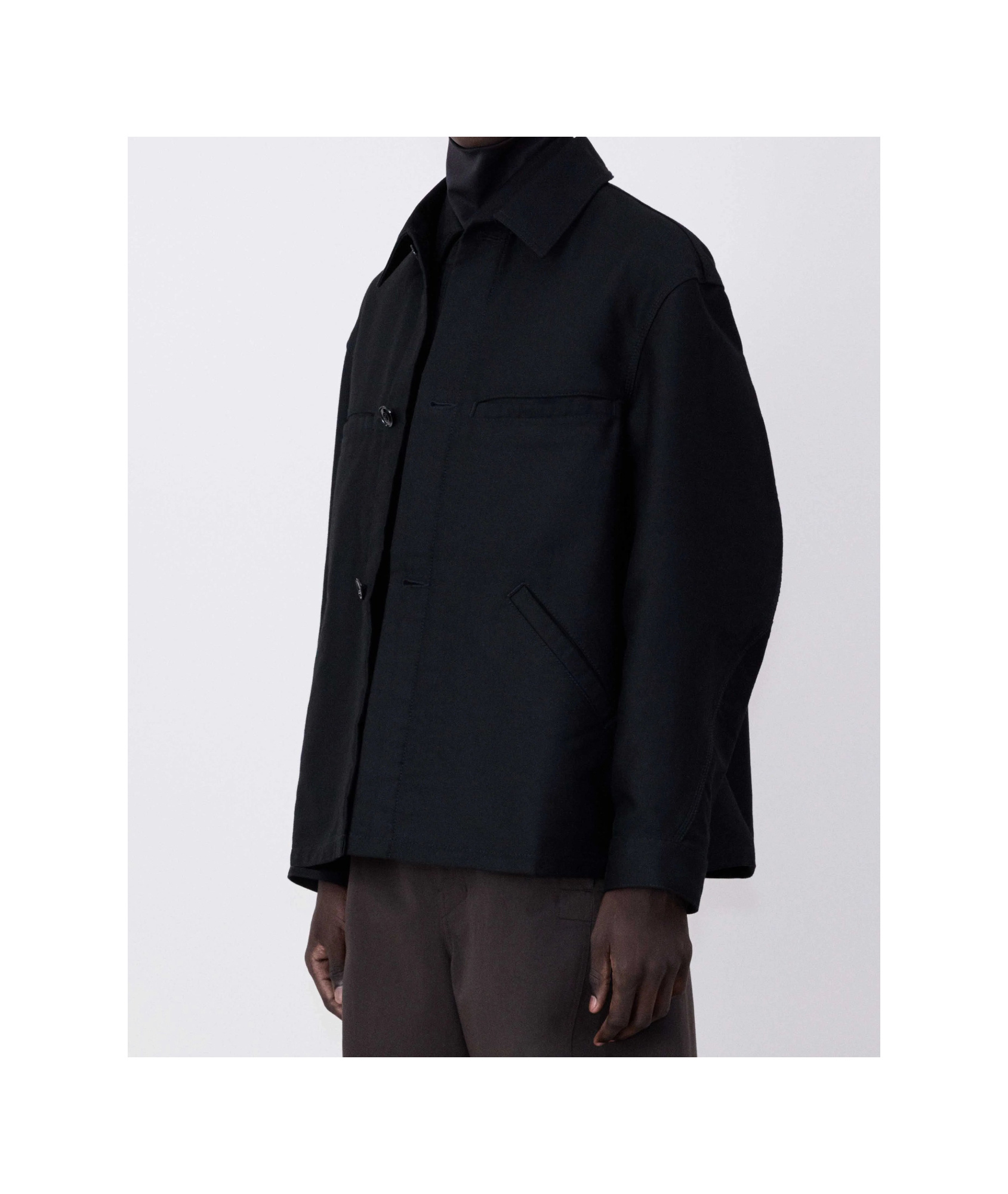 Lemaire Black Twisted Sleeve Workwear Jacket In Black