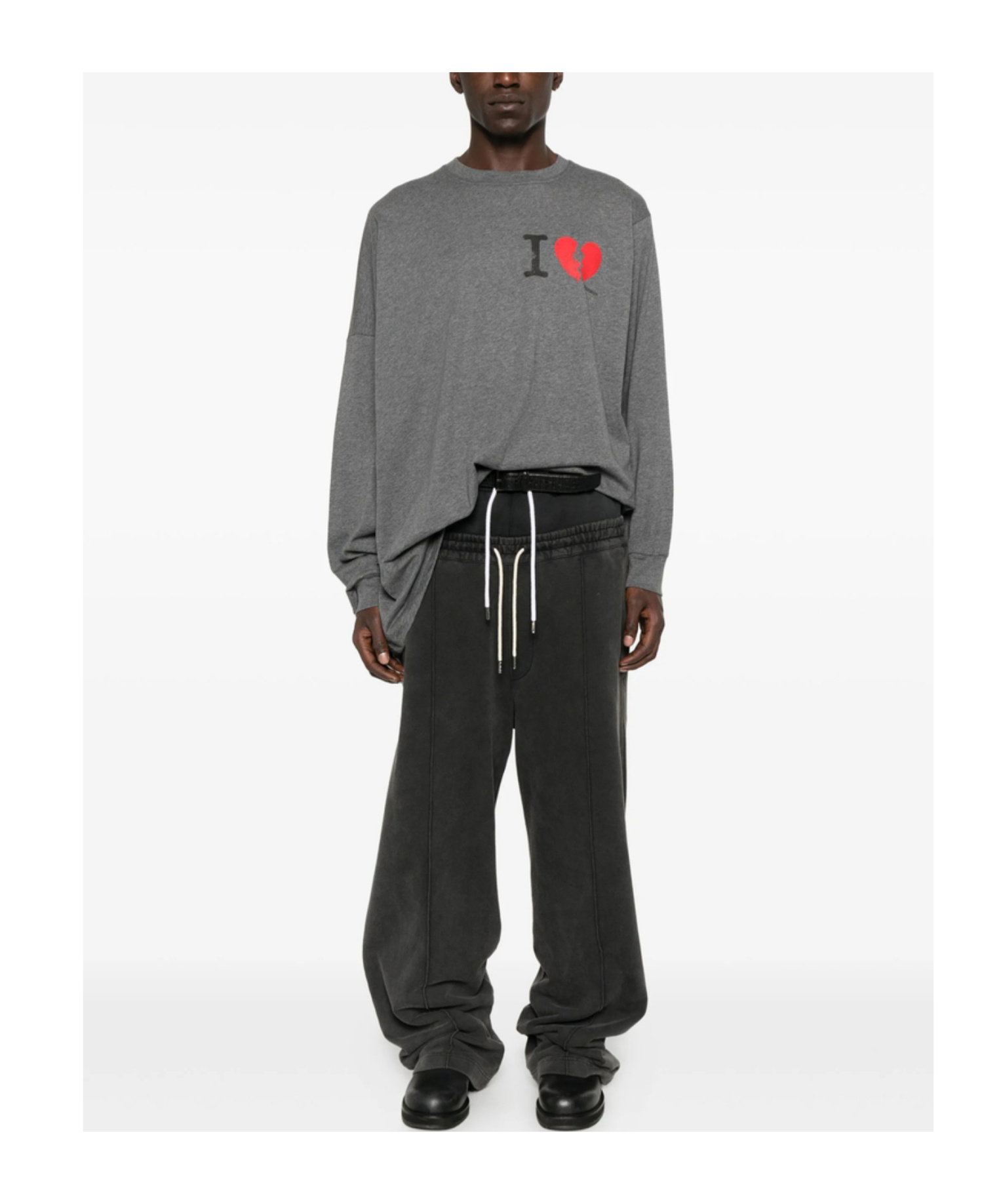 Magliano Broken-heart Print Long-sleeved T-shirt In Gray