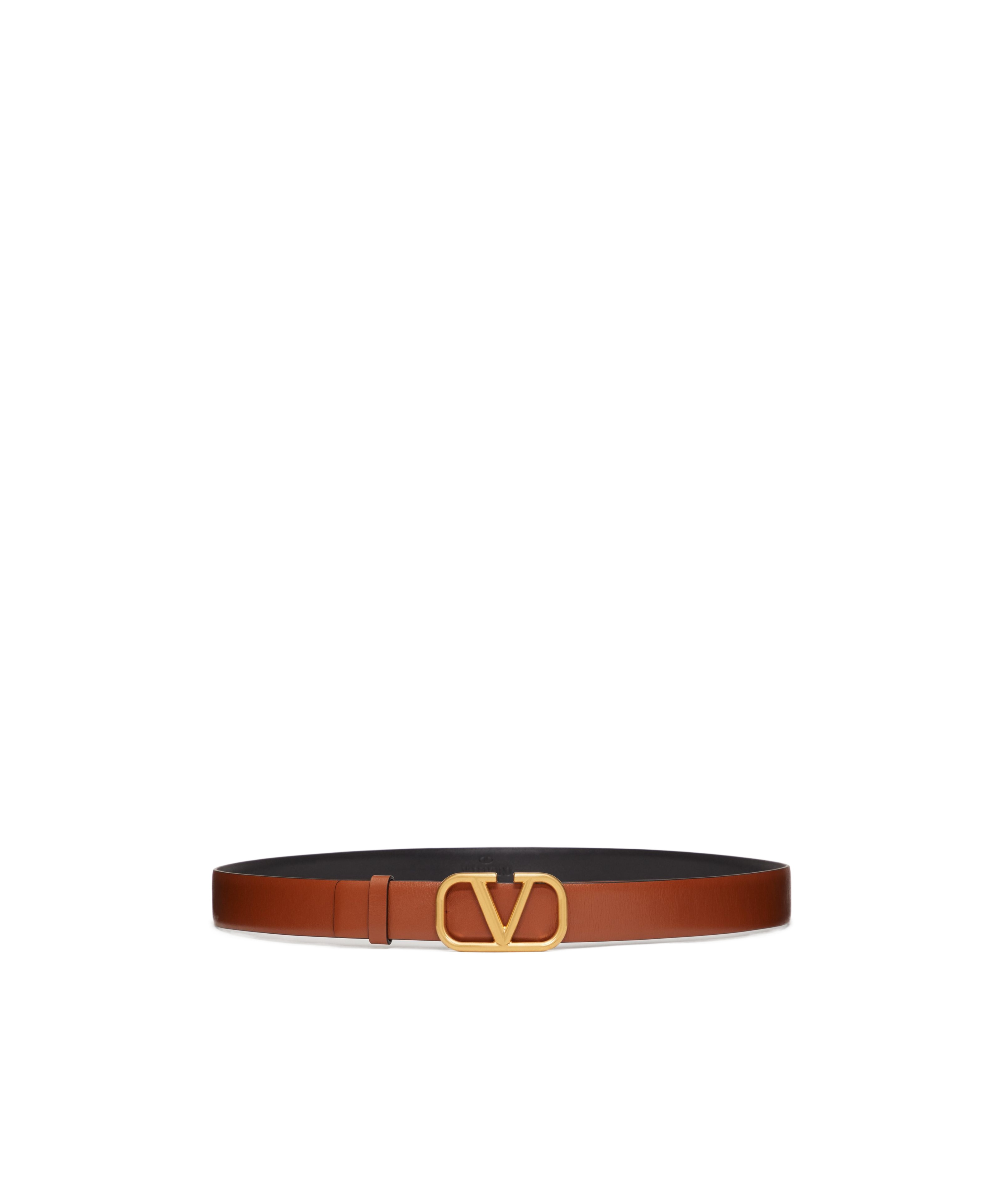 Valentino Leather Belt With Adjustable Length And Reversible In Brown