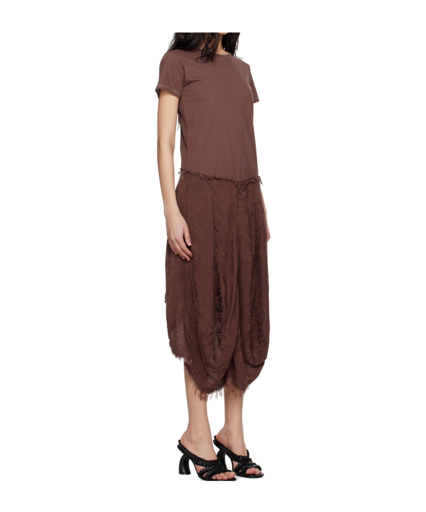 Edward Cuming Brown Droopy Tree Trunk Midi Dress In Brown