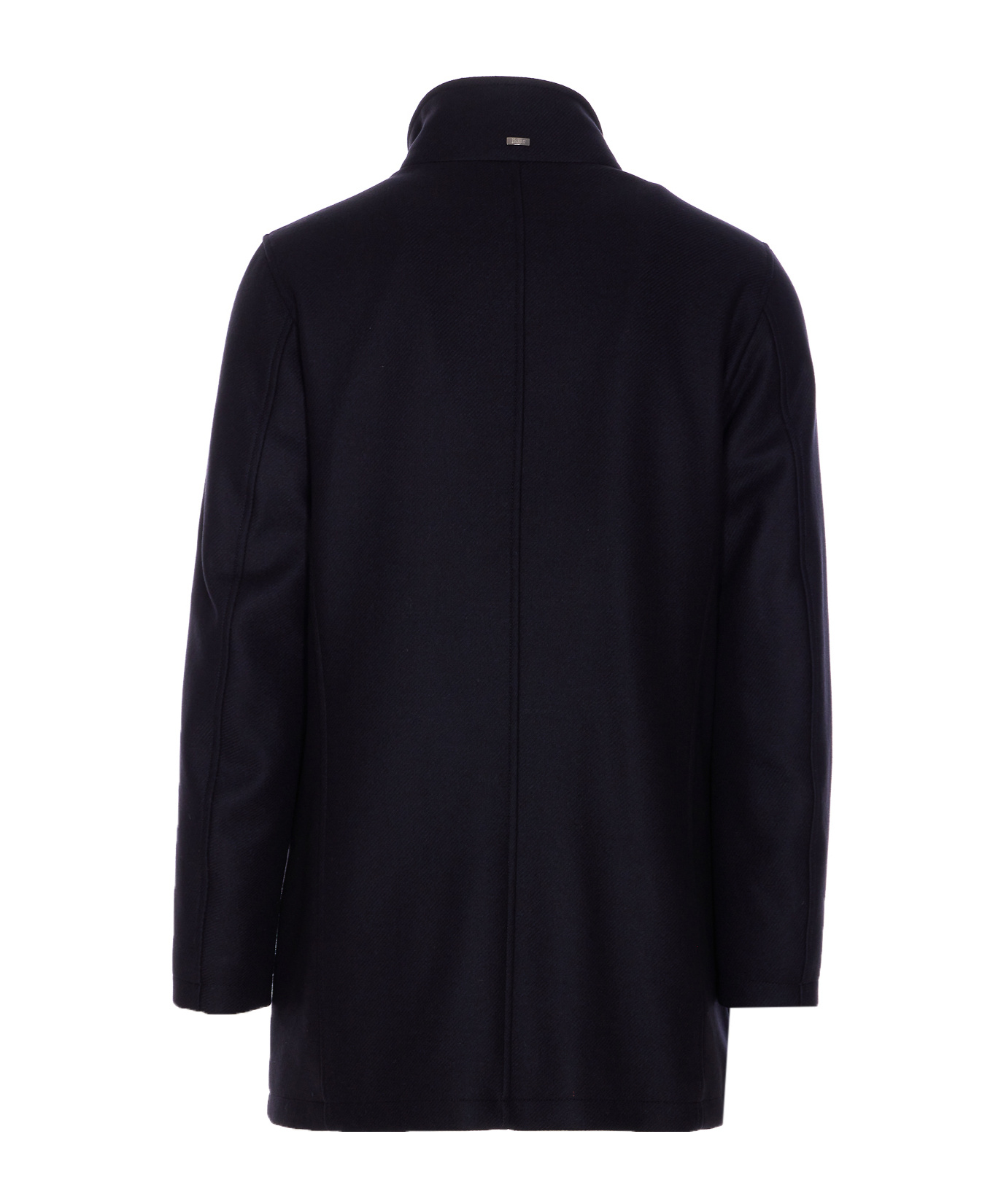 Herno Collar Shearling Removable Pockets Lateral Sleeves Long In Blue