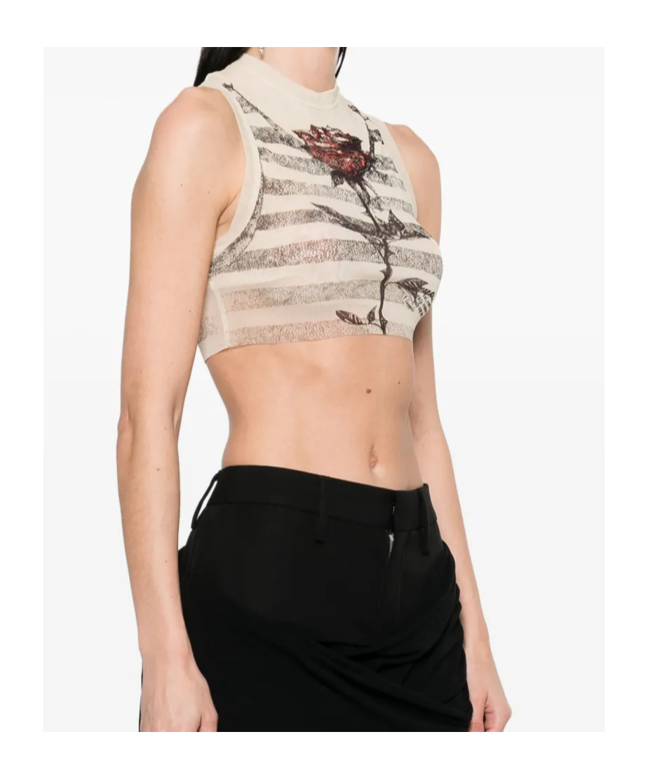 Shop Jean Paul Gaultier Sleeveless Short Vest In White