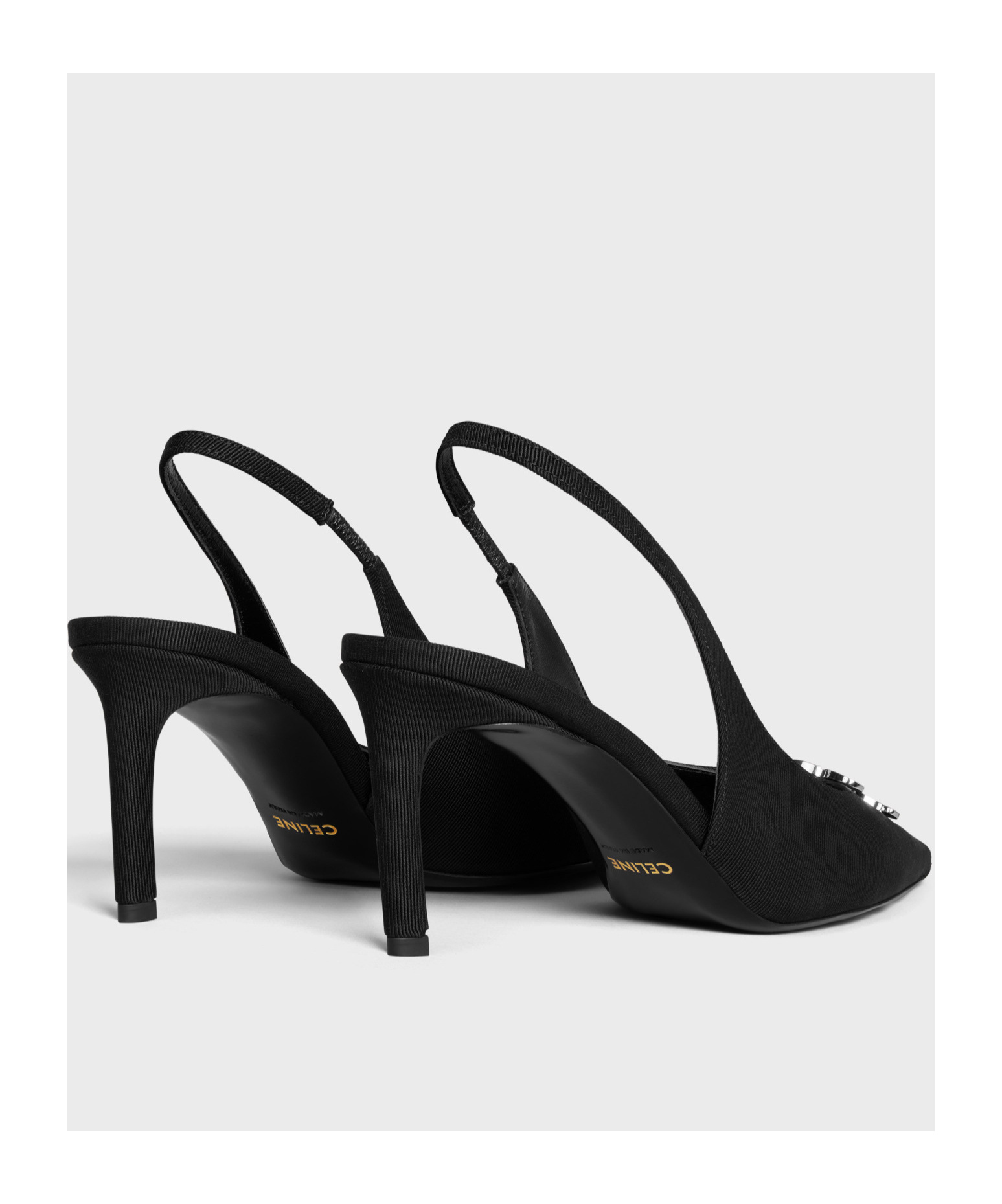 Celine Alma Triomphe Slingback In Glossy Calfskin In Black