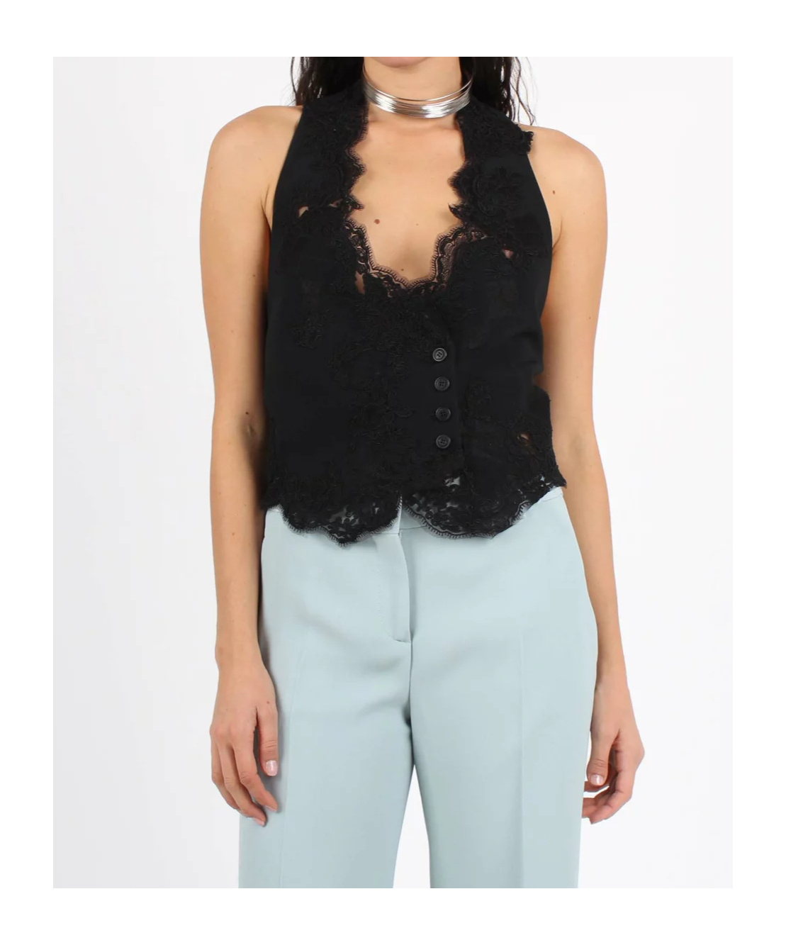 Ermanno Scervino Laced Open Back Vest In Black