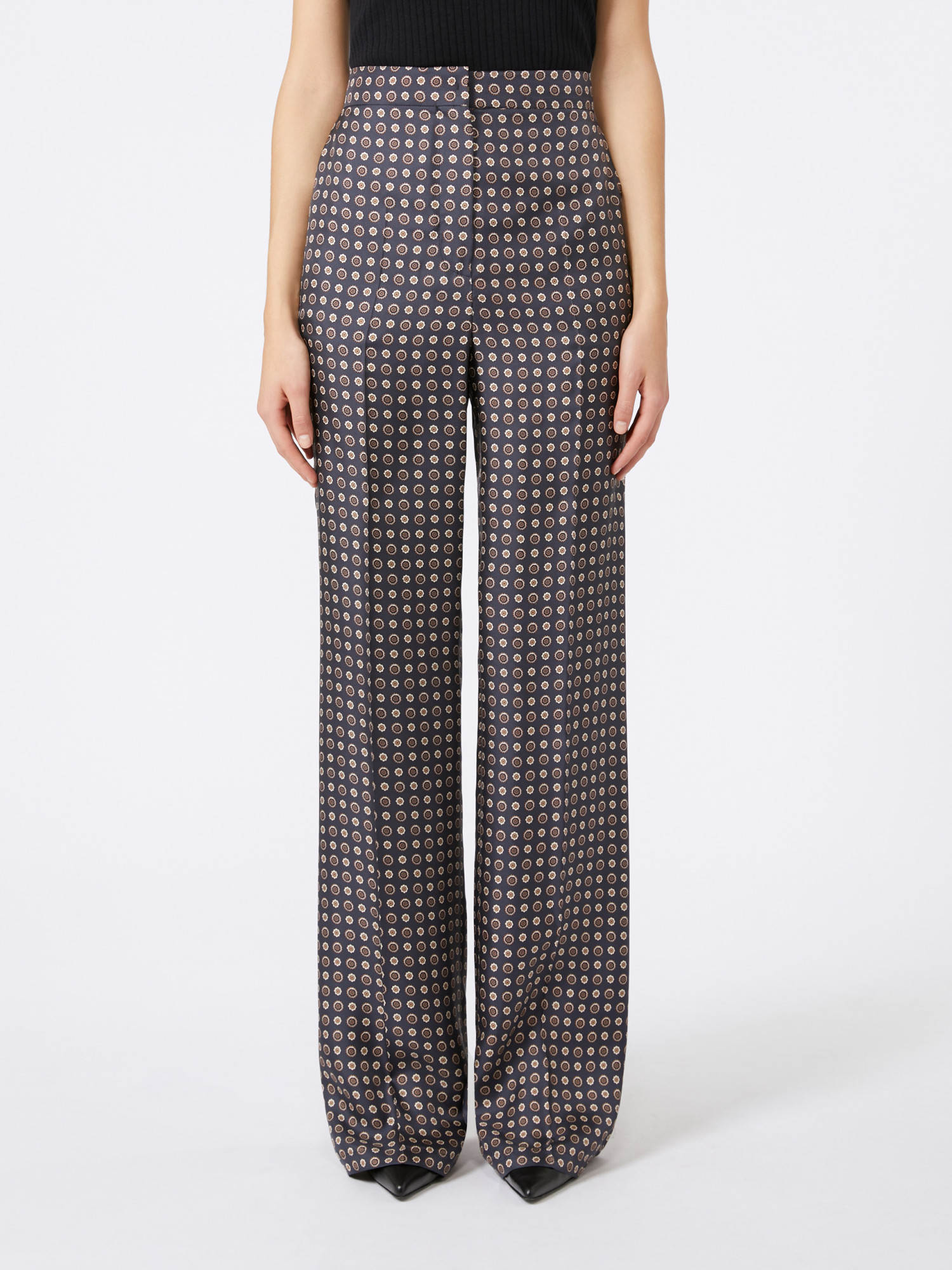 Max Mara Printed Silk Straight-leg Trousers