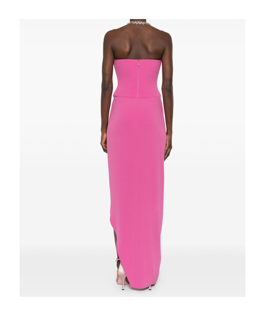 Alex Perry Strapless Corset Asymmetrical Maxi Dress In Pink