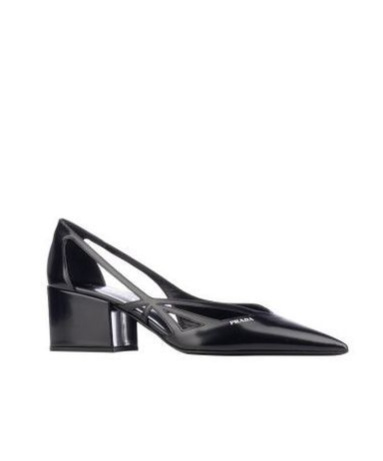Prada Leather Cutout Block-heel Pumps In Black