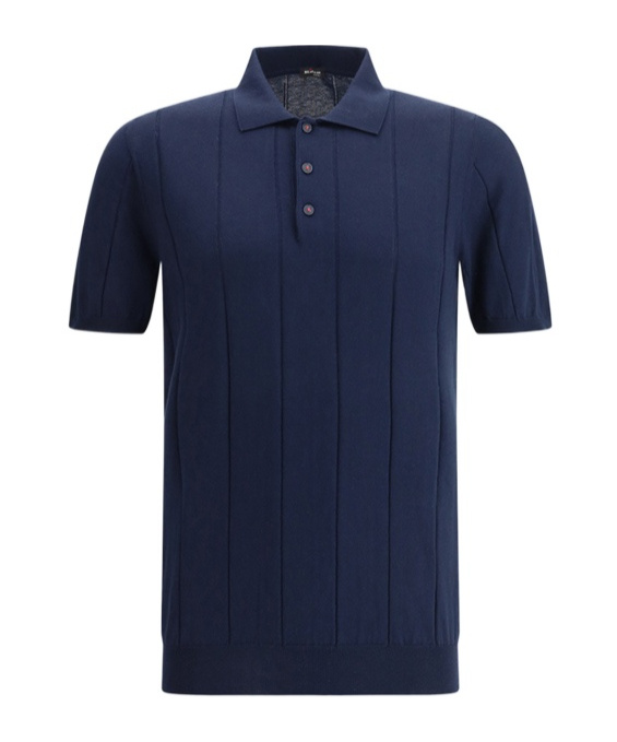 KITON RIBBED-KNIT POLO SHIRT 