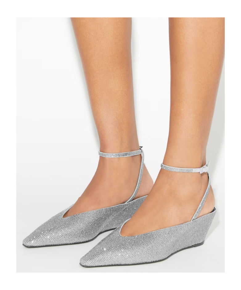 Tory Burch 50mm Pavé-embellished Wedge-heel Pumps In Silver