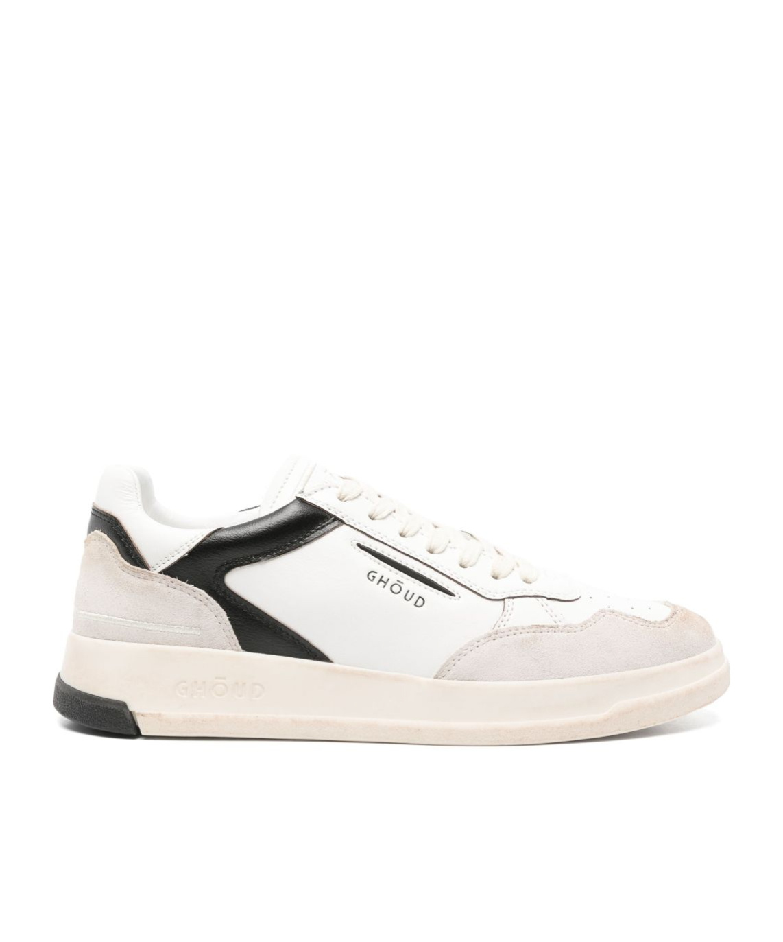 Ghoud Black Sneakers With Calfskin And Suede Accents In White