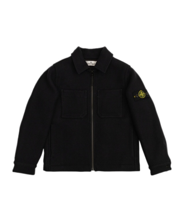 Stone Island Long Sleeve Lapel Jacket In Black
