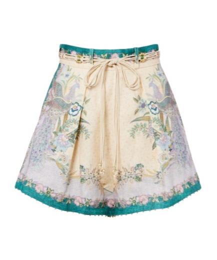 Zimmermann Printed Linen Shorts In Brown