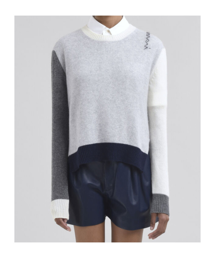 Marni Cashmere Sweater Color-block Design Open Back In Gray
