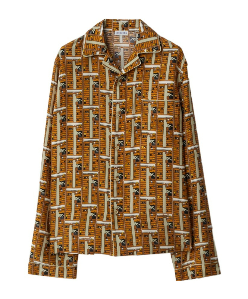 Burberry Bus Motif Pajama Shirt In Brown