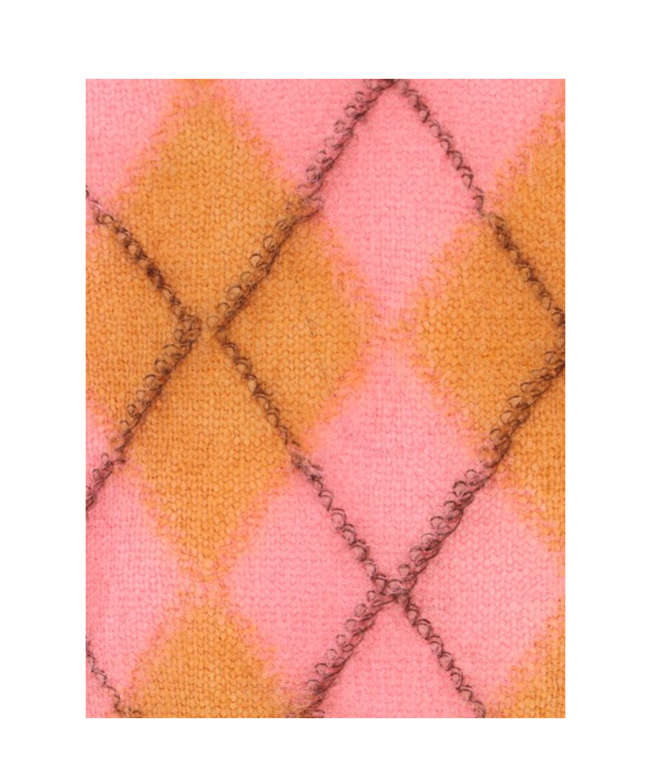 Marni Brown Mohair Argyle Vest With Floating Threads In Pink