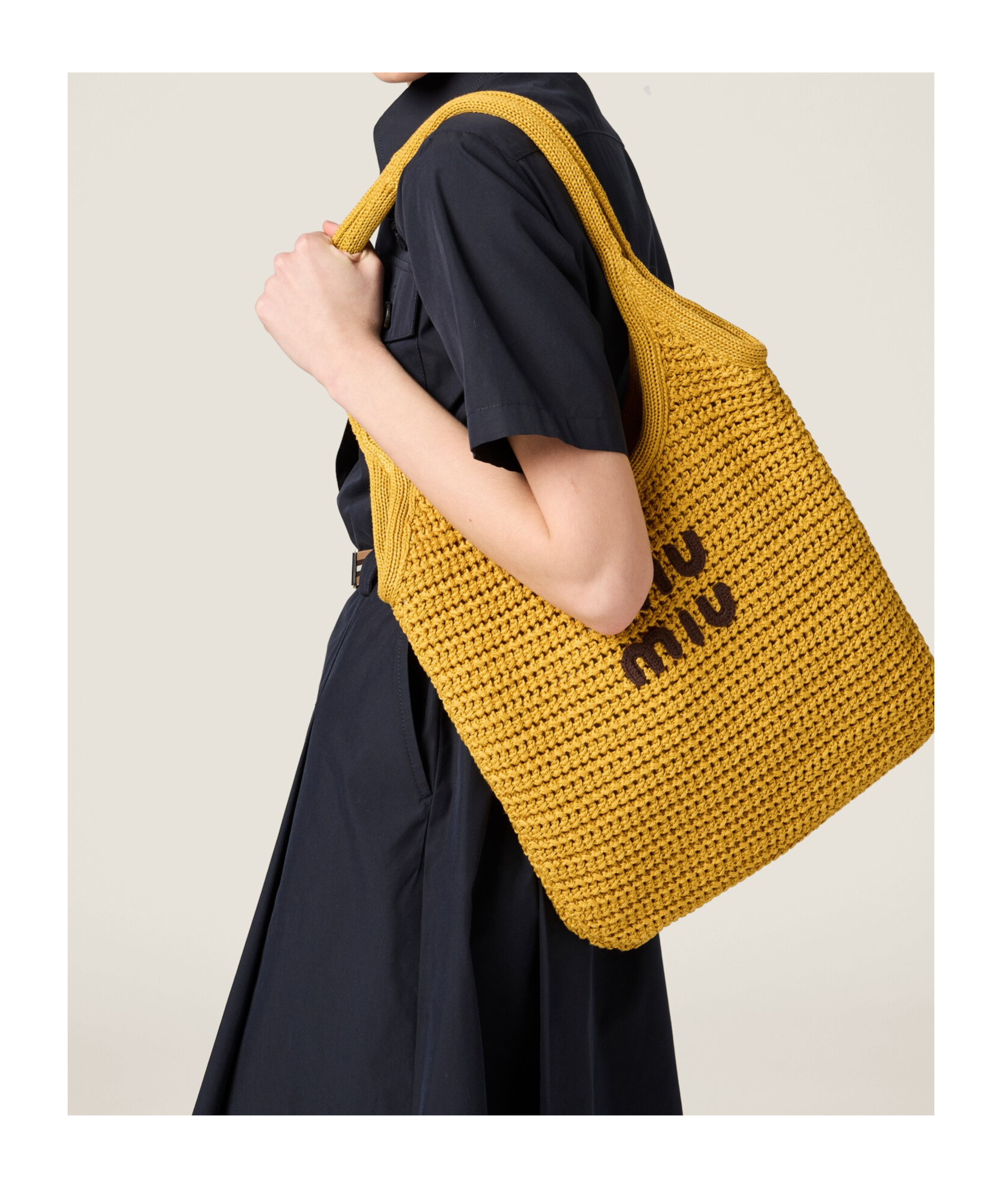 Miu Miu Ivy Raffia-effect Woven Tote Bag