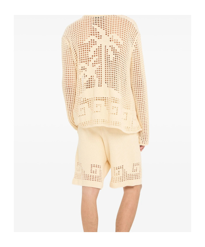 Alanui Where The Wave Begins Openwork Buttoned Shirt In Neutral