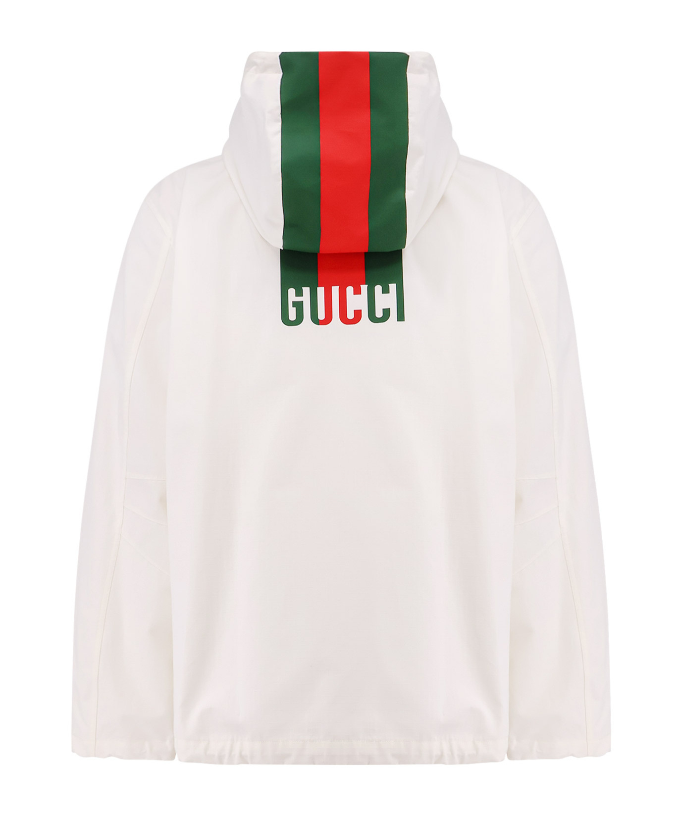 Gucci Cotton Web Hooded Drawstring Jacket In White
