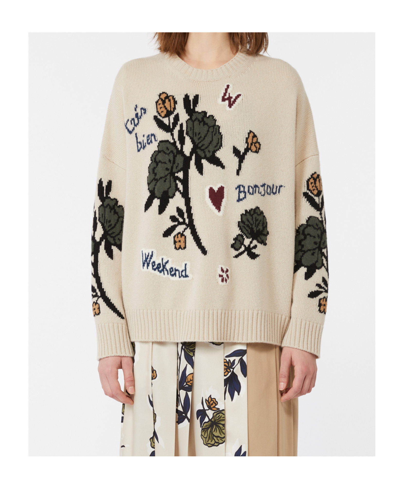 Weekend Max Mara Virgin Wool Intarsia Sweater In Multi
