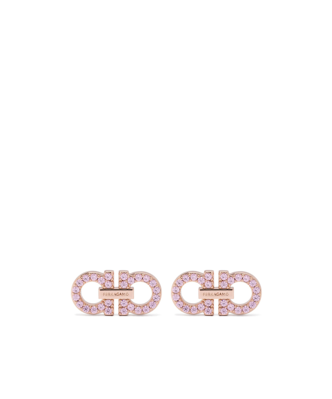 Ferragamo Golden Gancini Crystal Stud Earrings In Pink