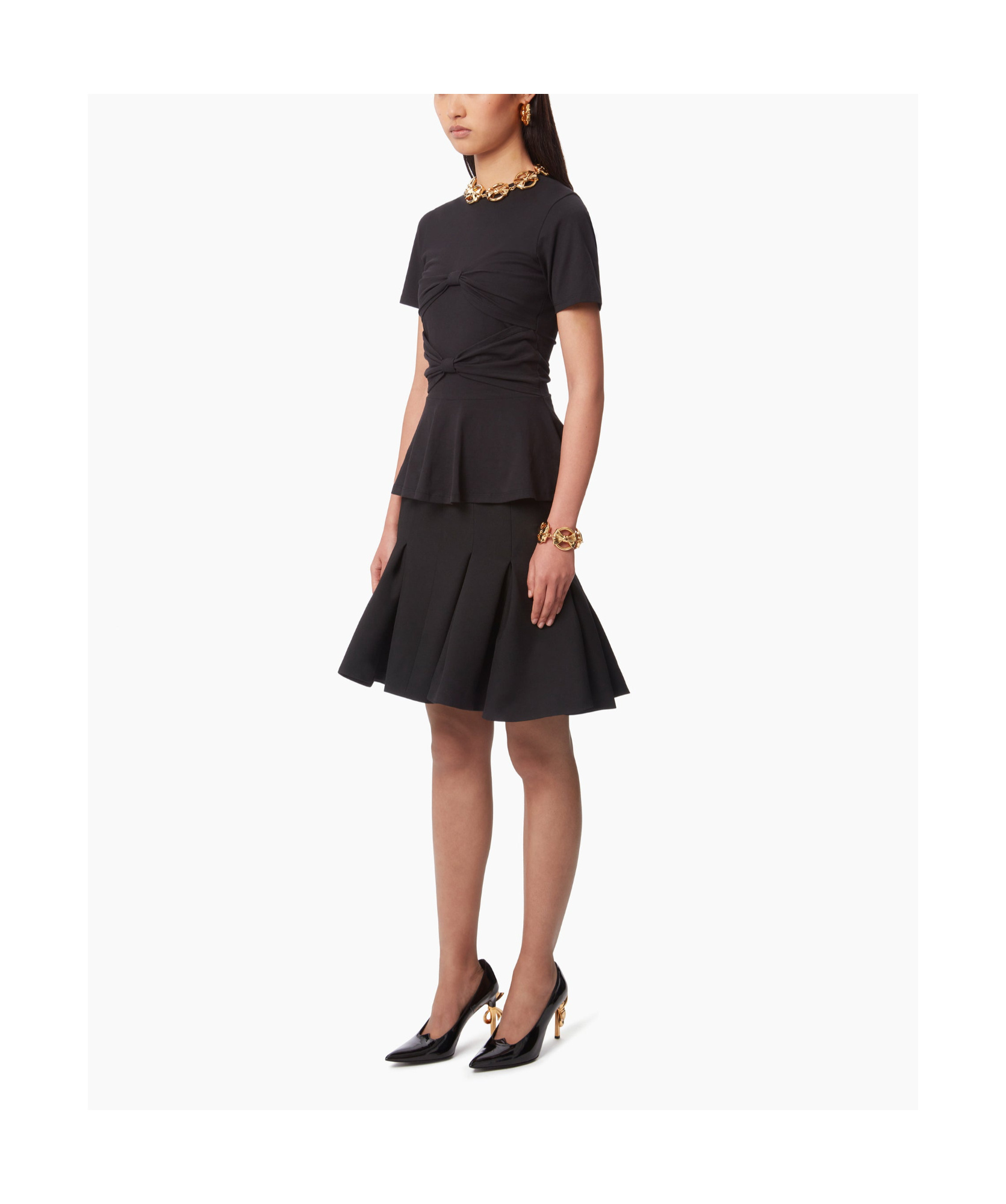 Nina Ricci Peplum Mid Skirt In Black