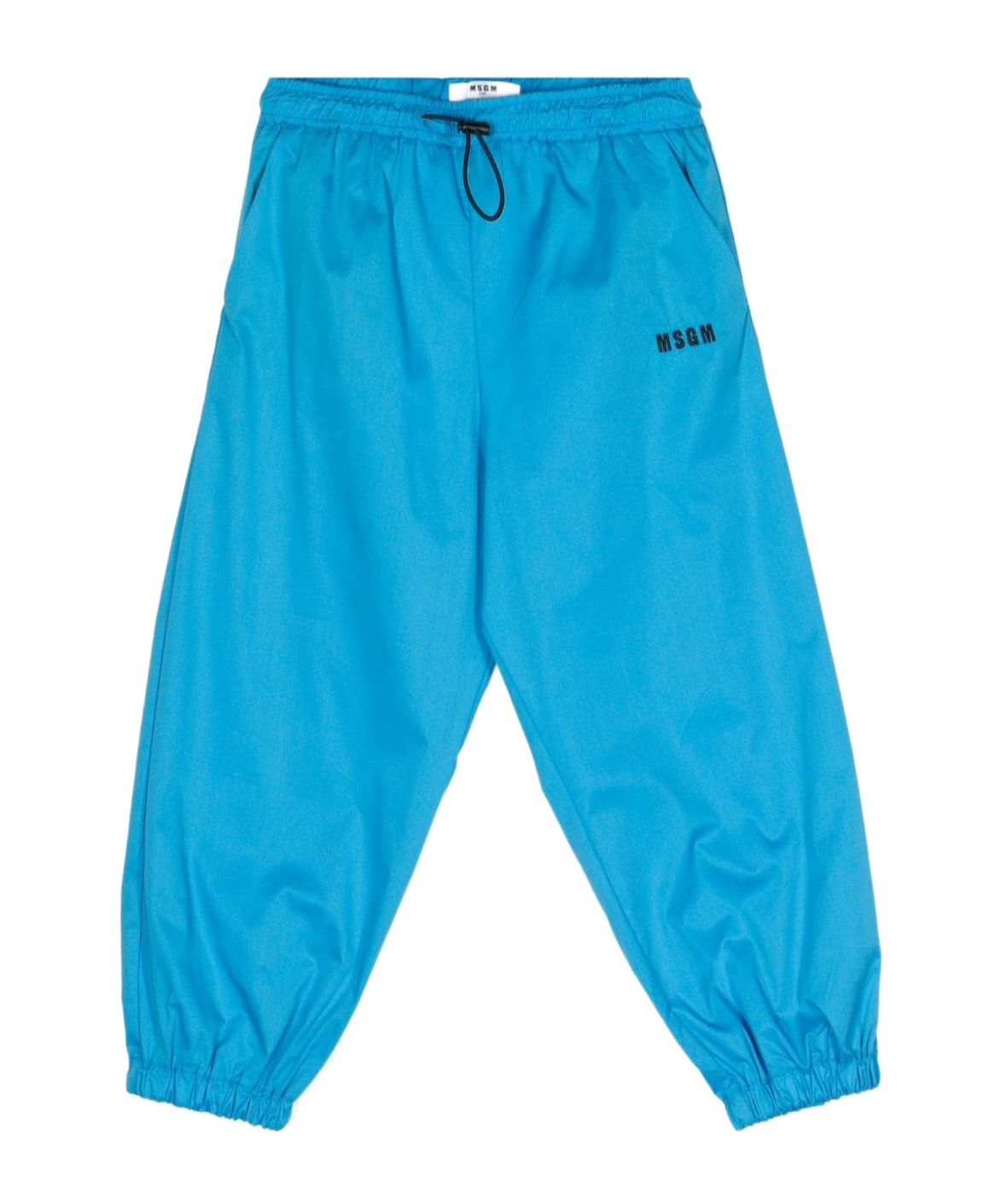 Msgm Logo-embroidered Track Pants In Blue